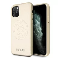 Etui i futerały do telefonów - Guess Saffiano 4G Circle Logo Etui iPhone 11 Pro Max złoty - miniaturka - grafika 1