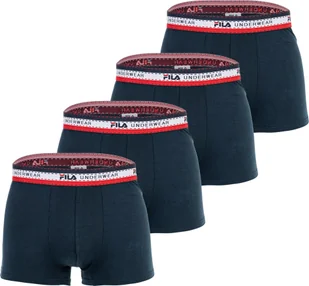 Bokserki męskie FILA, 4-pak - logo w pasie, bawełna stretch, jednokolorowe niebieskie XL - Majtki męskie - miniaturka - grafika 1