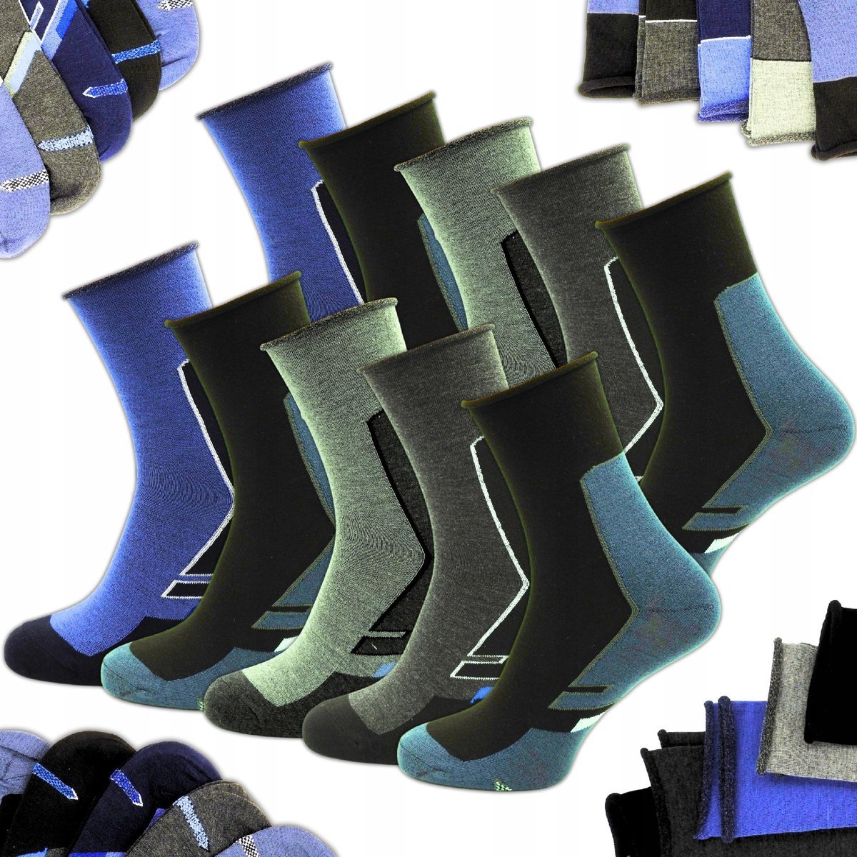 Skarpety Męskie BEZUCISKOWE Długie Skarpetki Sportowe 10 PAR 42-46