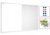 Tablice i flipcharty - Tablica COMBI korkowa biały korek / biała magnetyczna 90x60 rama drewniana lakierowana biała - miniaturka - grafika 1
