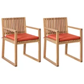 Fotele i krzesła ogrodowe - BELIANI Zestaw 2 krzeseł ogrodowych z poduszkami SASSARI PREMIUM Certyfikowane drewno akacjowe Czerwony - miniaturka - grafika 1