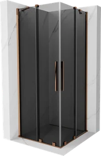 Mexen Velar Duo kabina prysznicowa rozsuwana 90x90 cm, grafit, różowe złoto - 871-090-090-42-60 - Kabiny prysznicowe - miniaturka - grafika 1