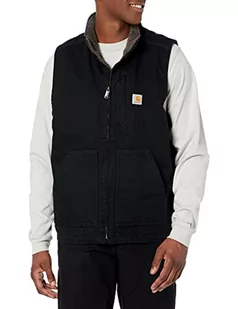 Carhartt 104277.BLK.S008 wyprana kaczka Sherpa wyściełana szyja męska kamizelka, czarna, rozmiar XXL 104277-BLK - Kamizelki męskie - miniaturka - grafika 1