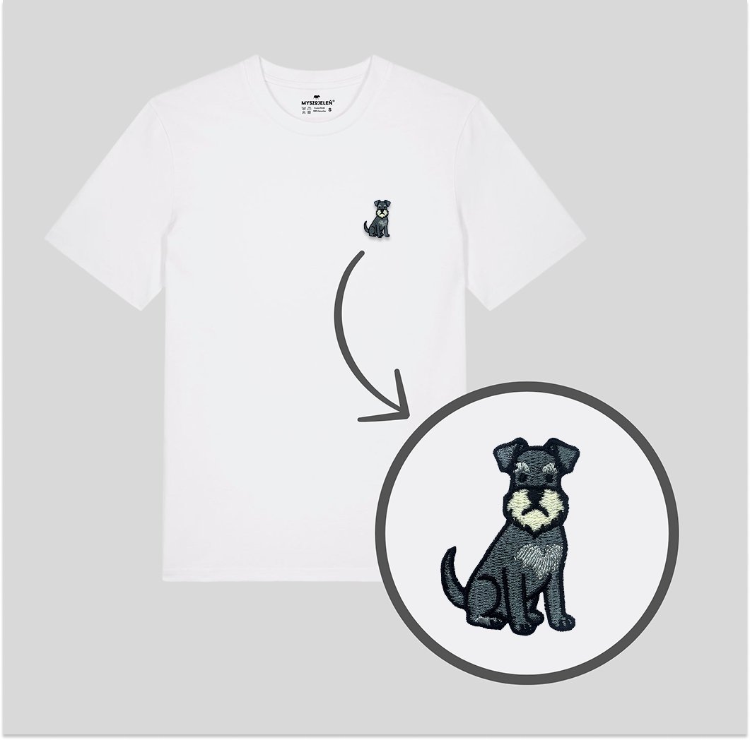 Haftowany T-shirt - SZNAUCER - biały M