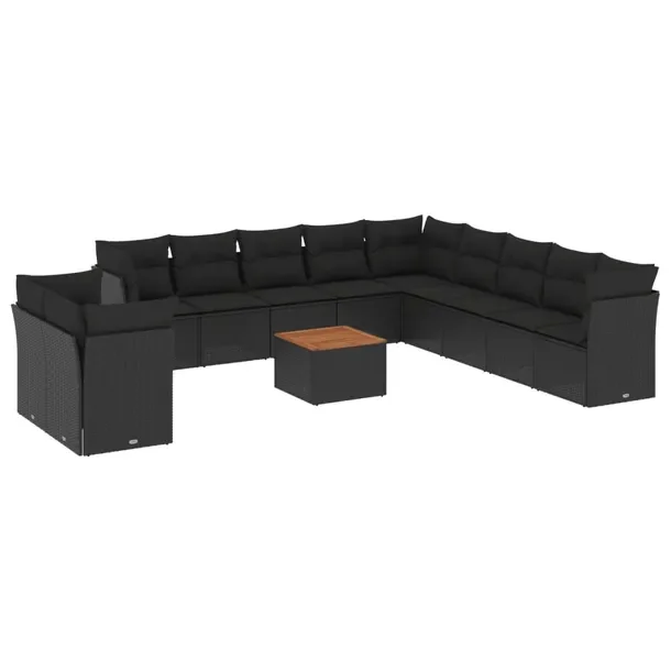 Zestaw mebli ogrodowych z rattanem PE, czarny, wymiary: 62x62x69 cm, 55x62x