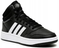 Buty sportowe męskie - Buty Męskie Sportowe Wysokie Czarne Skórzane Adidas Hoops MID GW3020 - miniaturka - grafika 1