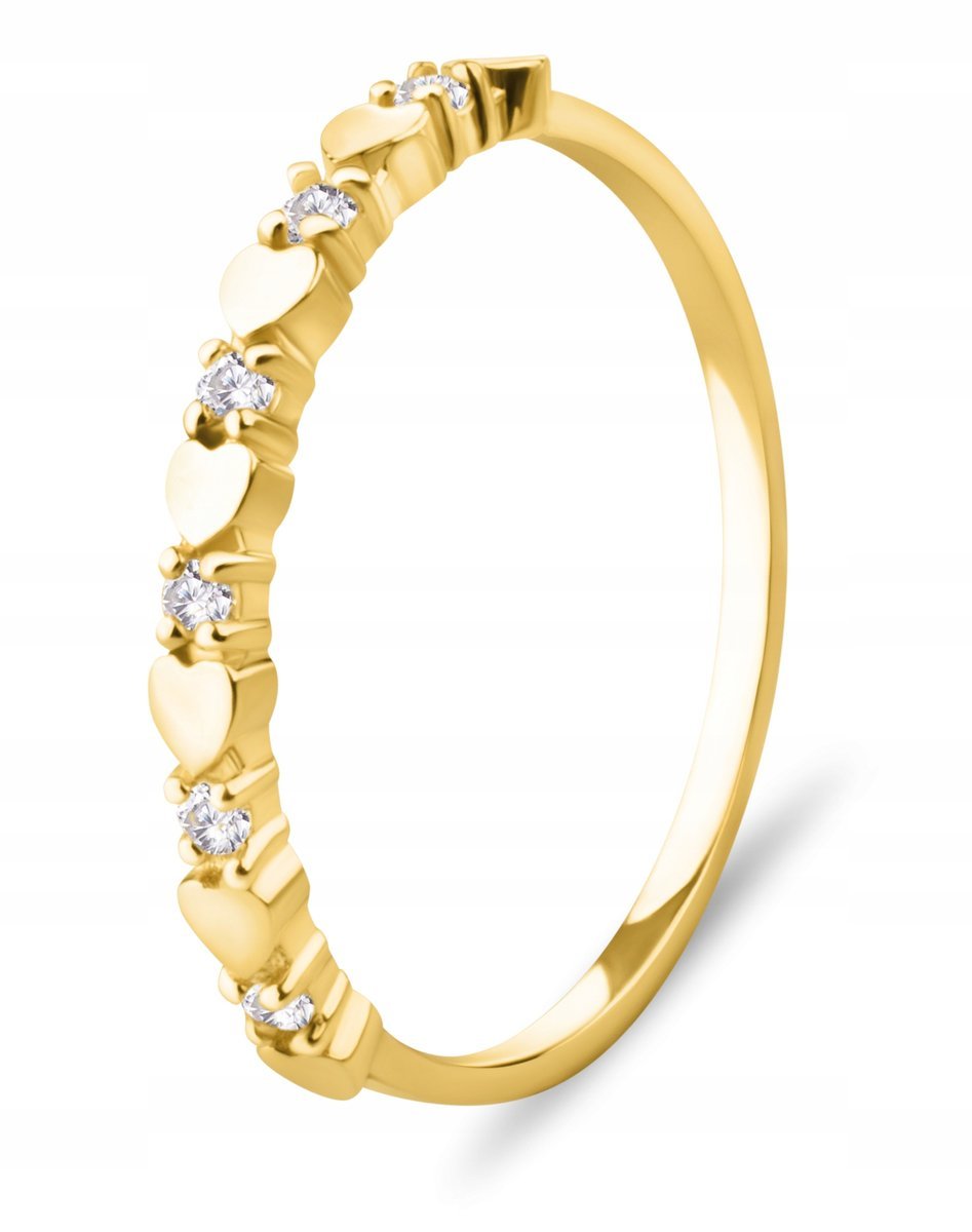 ZŁOTY PIERŚCIONEK SERCA SERDUSZKA CYRKONIE 333