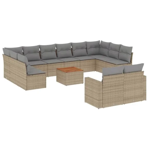 Zestaw wypoczynkowy rattan PE 15 el. beżowy 62x62x69cm