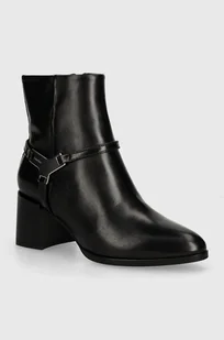 Calvin Klein botki skórzane ANKLE BOOT 55 W/HW LTH damskie kolor czarny na słupku HW0HW02095 - Botki damskie - miniaturka - grafika 1