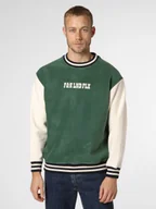 Bluzy męskie - Finshley & Harding London Męska bluza nierozpinana Mężczyźni zielony|biały wzorzysty, XL - miniaturka - grafika 1