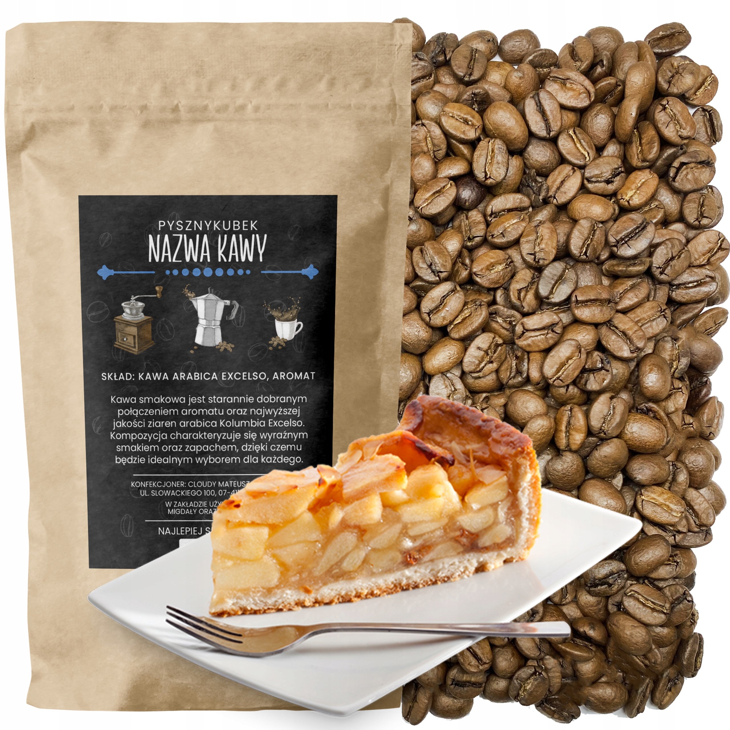 Kawa smakowa Jabłecznik 1000G ziarnista szarlotka jabłko