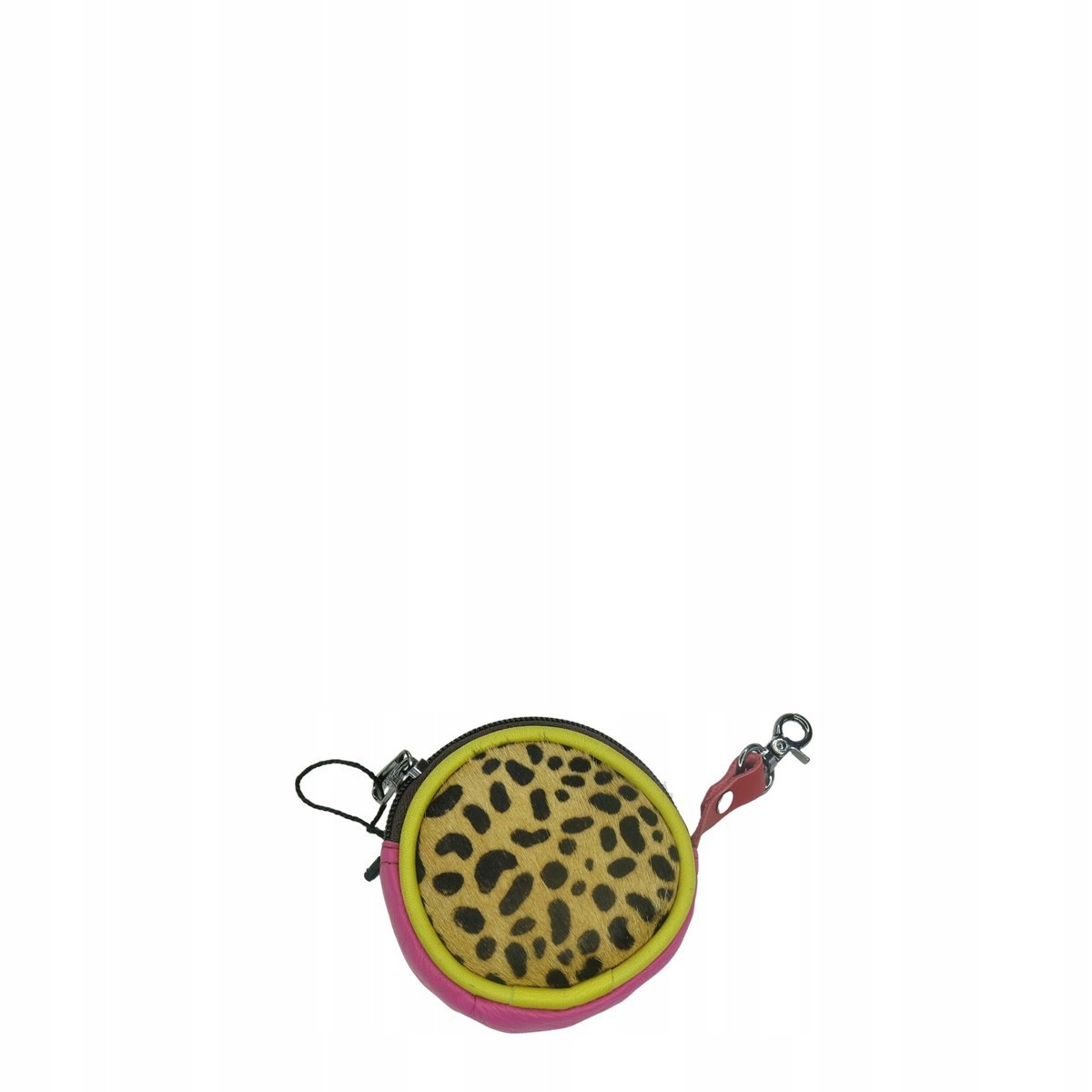 Bilonówka portfelik skórzany ze skrawków okrągły na prezent OLIVKA