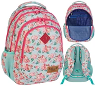 Plecaki szkolne i tornistry - Plecak Szkolny Młodzieżowy 4 Komory Kwiaty Róże - miniaturka - grafika 1