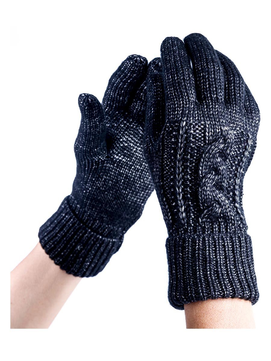 Damskie rękawiczki dzianinowe zimowe czarne Passigatti