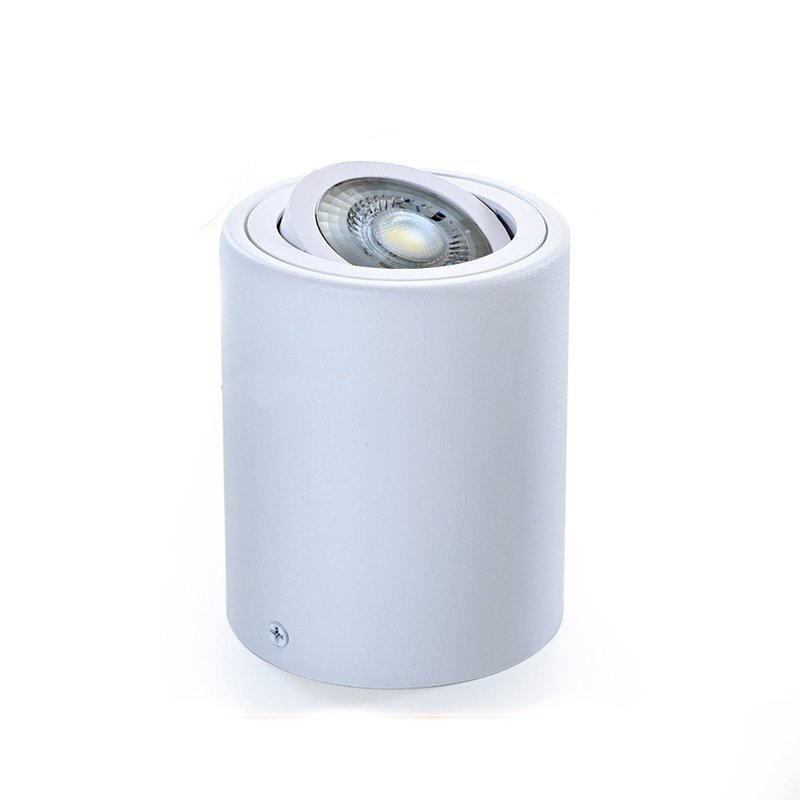 Lampa sufitowa GAMA-SR Reflektor natynkowy Oprawa natynkowa Ø80mm Reflektor obrotowy 45° Okrągły Biały z aluminium z gniazdem GU10