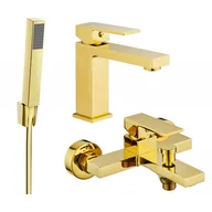 Baterie umywalkowe - Mexen Uno R77 zestaw wannowy, złoty - miniaturka - grafika 1