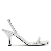 Sandały damskie - Sandały Calvin Klein Sculpt Kitt Heel Strappy Lth Met HW0HW02709 Srebrny - miniaturka - grafika 1