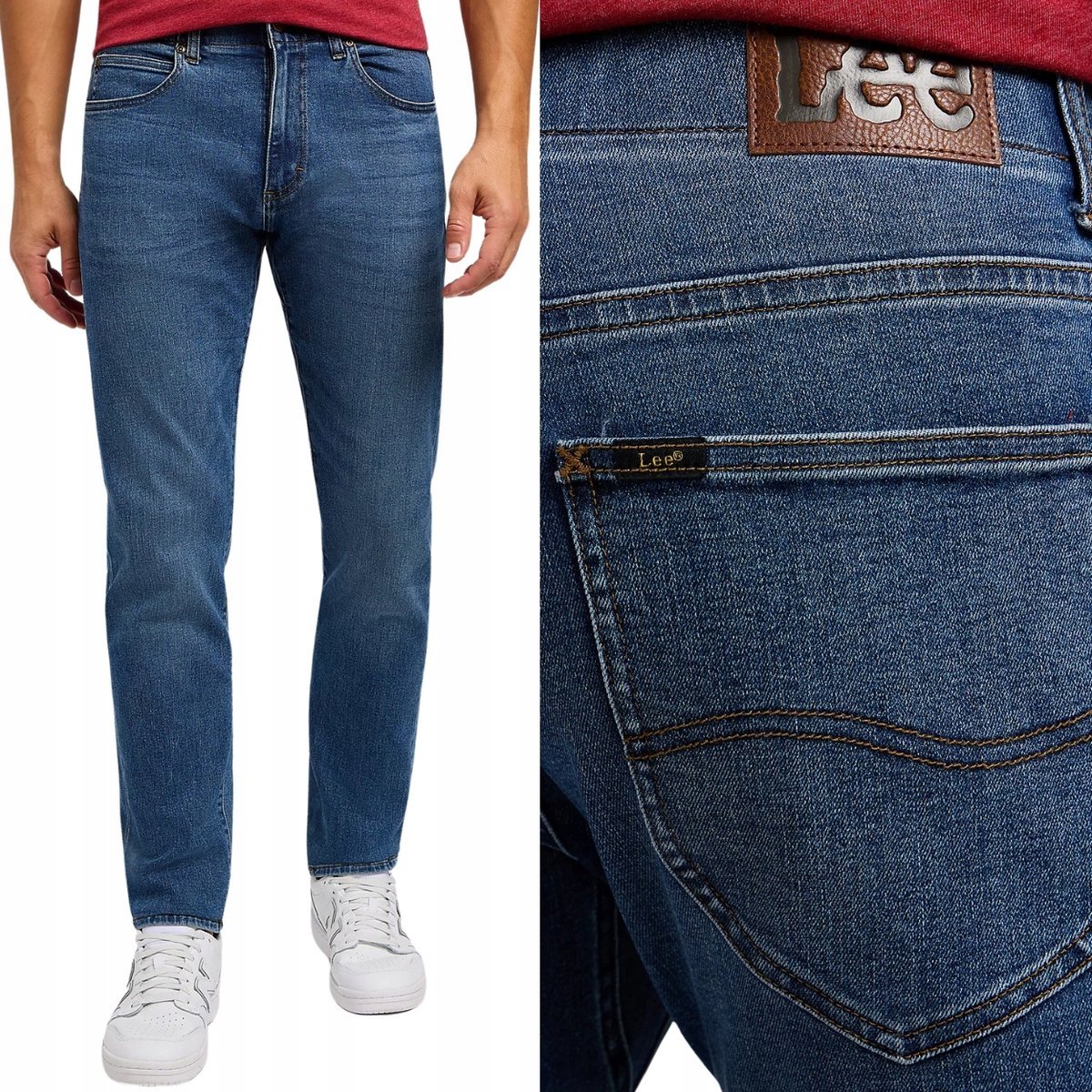 Lee SLIM FIT Extreme Motion Luman WYGODNE CIEMNE SPODNIE JEANSOWE W33 L34