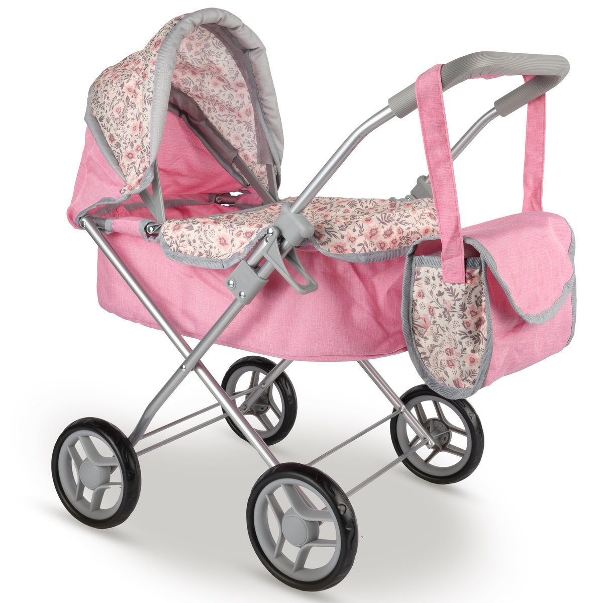 Wózek dla Lalek Głęboki Składany Gondola Torba Spacerówka Regulowany Daszek