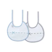 Śliniaki i fartuszki - Śliniak bawełniany 2 szt. z odobną lamówką biały niebieski szary okrągły - miniaturka - grafika 1