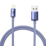 Kable USB - Baseus Crystal Shine Series kabel przewód USB do szybkiego ładowania i transferu danych USB Typ A - Lightning 2,4A 1,2m fioletowy (CAJY000005) - miniaturka - grafika 1