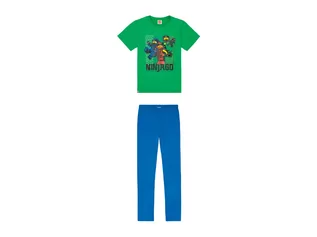Piżamy chłopięce - LEGO LEGO Piżama dziecięca z bawełną (t-shirt + spodnie) (98/104, Ninjago zielony/niebieski) - grafika 1