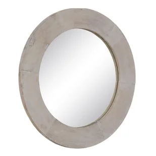 BigBuy Home Lustro ścienne naturalne białe szkło drewno mango drewno MDF pionowe okrągłe 61 x 2,5 x 61 cm - Lustra - miniaturka - grafika 1