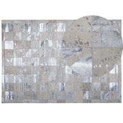 Wycieraczki - Beliani Dywan skórzany beżowy/srebrny 160 x 230 cm YAZIR - miniaturka - grafika 1