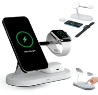 Ładowarki do telefonów - REAGLE ŁADOWARKA INDUKCYJNA 5W1 MAGSAFE QI 15W IPHONE, LAMPKA NOCNA SMARTWATCH - miniaturka - grafika 1