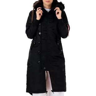 Kurtka Alpha Industries Long Fishtail 19801303 - czarna - Kurtki i kamizelki sportowe damskie - miniaturka - grafika 1