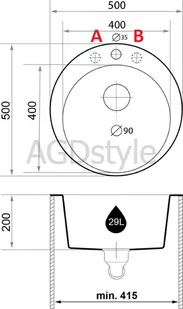 Zlew BRANDE JOY ROND 500-45 GRAY (szary) - Zlewozmywaki - miniaturka - grafika 2