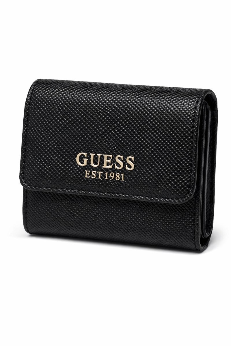 GUESS CZARNY PORTFEL Z LOGO I MIEJSCEM NA BILON 1I3B