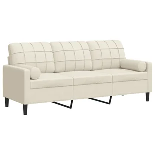 vidaXL 3-osobowa sofa z poduszkami, kremowa, 180 cm, aksamit - Sofy i kanapy - miniaturka - grafika 1