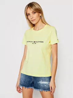Koszulki i topy damskie - Tommy Hilfiger T-Shirt Reg Tee WW0WW28681 Żółty Regular Fit - grafika 1