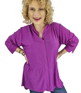 Bluzki damskie - Elegancka koszula Tunika oversize Brokatowa z dłuższym tyłem NEVADA-46/48 - miniaturka - grafika 1