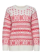 Swetry damskie - ONLY Sweter Xmas Nordic 15354824 Czerwony Regular Fit - miniaturka - grafika 1