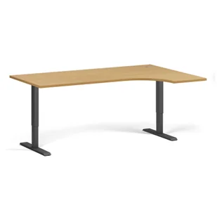 Stół z regulacją wysokości ULIX, elektryczny, 675-1325 mm, narożnik prawy, blat 1800x1200 mm, podstawa czarna, buk - Biurka - miniaturka - grafika 1