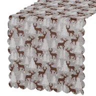 Ozdoby bożonarodzeniowe - Springos Bieżnik na stół 186x35cm obrus świąteczny z reniferami szary CA0616 - miniaturka - grafika 1