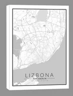 Obrazy i zdjęcia na płótnie - Lizbona mapa czarno biała - obraz na płótnie Wymiar do wyboru: 60x90 cm - miniaturka - grafika 1