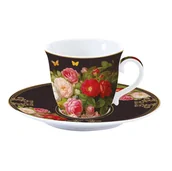 Filiżanki - Easy life Filiżanka Do Kawy I Herbaty Porcelanowa Ze Spodkiem Victorian Garden Czarna 200 Ml - miniaturka - grafika 1