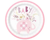 Dekoracje i nakrycia stołu na imprezę - Talerzyki Papierowe Floral Elephant, Różowe, 23 Cm, 8 Szt. (Plastic-Free) - miniaturka - grafika 1