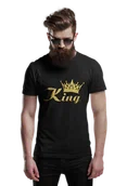 Walentynki - Koszulka na walentynki z złotym napisem KING i koroną - miniaturka - grafika 1