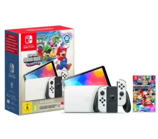 Nintendo Switch OLED Biały + Super Mario Bros. Wonder + Mario Kart 8 Deluxe + Nintendo Online 365dni - Konsole Nintendo - miniaturka - grafika 1