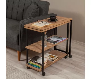 Stolik MELIN 63x70 cm brązowy/czarny - Ławy i stoliki kawowe Stolik MELIN 63x70 cm brązowy/czarny - Ławy i stoliki kawowe - miniaturka - grafika 1