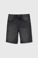 Spodnie i spodenki dla chłopców - United Colors of Benetton szorty jeansowe kolor szary regulowana talia - miniaturka - grafika 1
