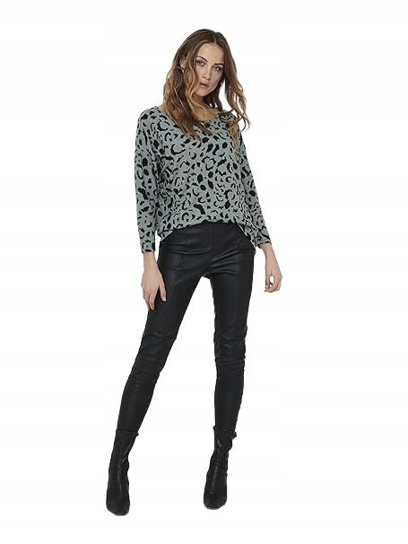 ONLY SWETER DAMSKI LUŹNY ZIELONY Z WZOREM M JPA