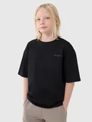 Koszulki dla chłopców - 4F T-shirt oversize z napisem chłopięcy - czarny 122 (6-7 lat) - miniaturka - grafika 1