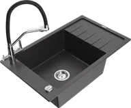 Zlewozmywaki z baterią - Mexen Elias zlewozmywak granitowy 1-komorowy z ociekaczem i baterią kuchenną Duo, czarny nakrapiany - 6511-76-671701-07 - miniaturka - grafika 1