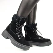 Botki damskie - Big Star OO274228 botki damskie workery ocieplane na zimę czarne - miniaturka - grafika 1