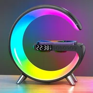 Lampy stojące - Lampka nocna LED  ładowarka indukcyjna głośnik Bluetooth zegar budzik kolory regulacja SJ-GL01 - miniaturka - grafika 1